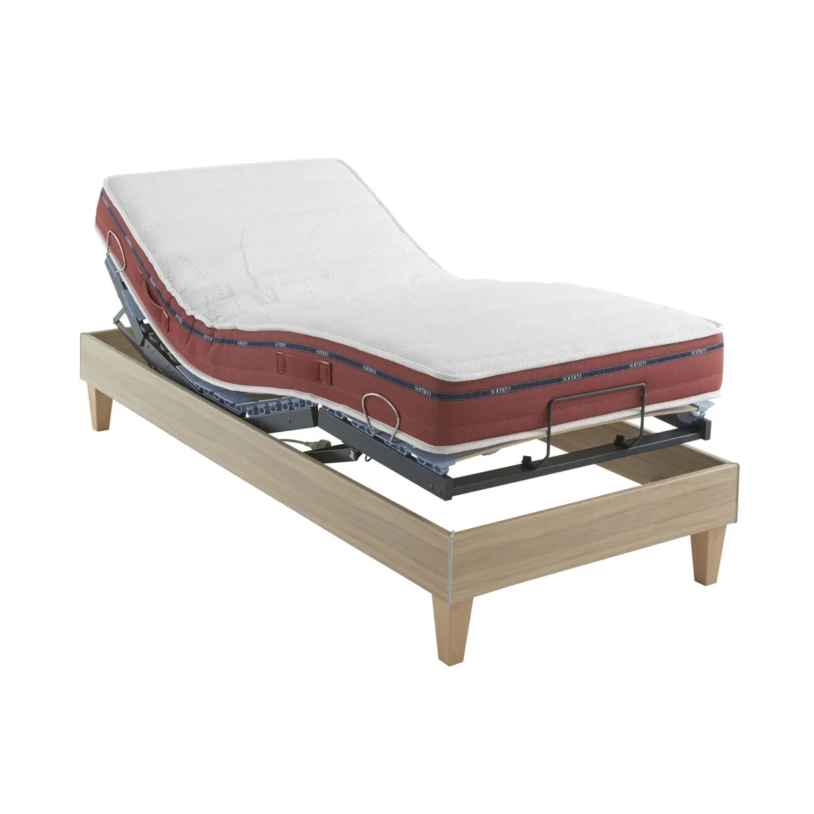 Ensemble matelas relaxation 100% latex, sommier TPR, pieds Crépuscule 500 - SOMEO