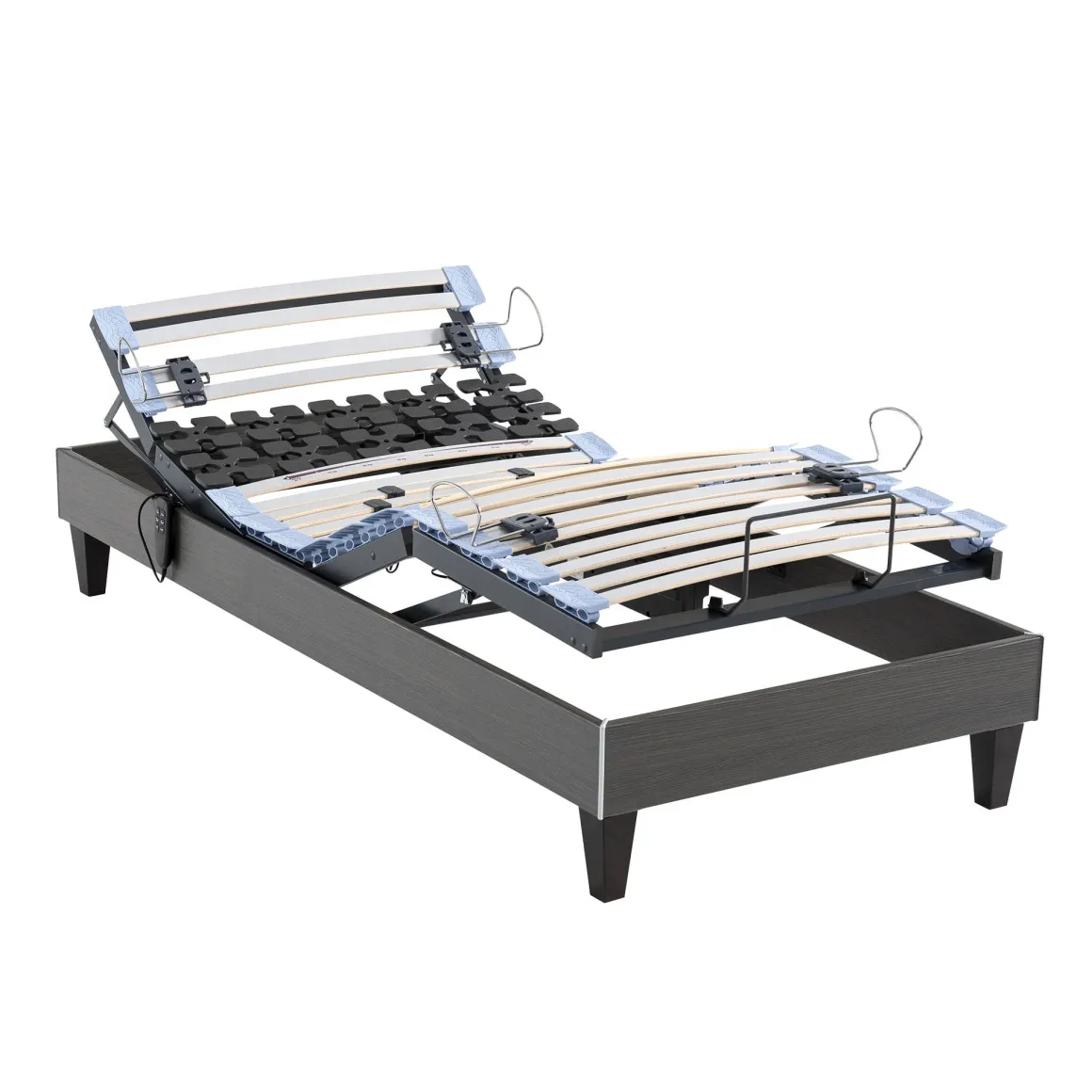 Ensemble matelas relaxation 100% latex, sommier TPR, pieds Crépuscule 500 - SOMEO