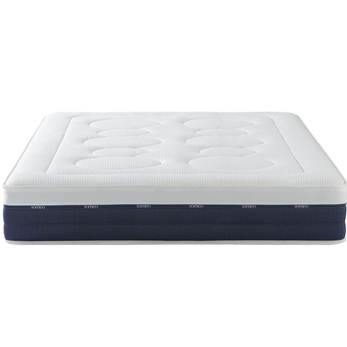 Ensemble matelas ressorts et mémoire de forme, sommier, pieds, couette et oreiller Rêve 600 - SOMEO