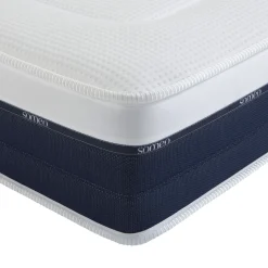 Ensemble matelas ressorts et mémoire de forme, sommier, pieds, tête de lit, couette et oreiller Rêve 600 - SOMEO
