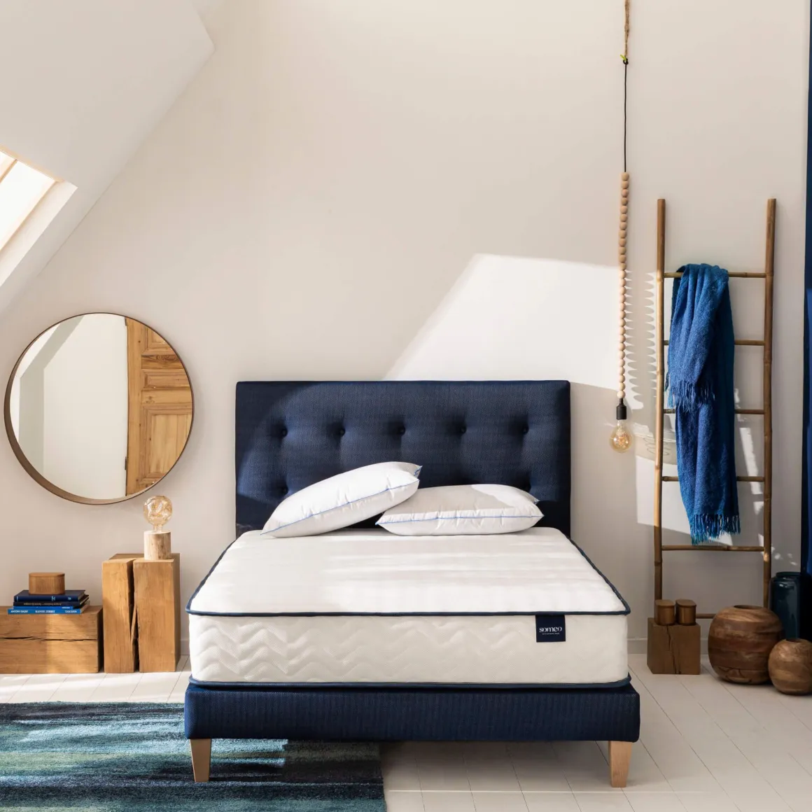 Ensemble matelas ressorts, sommier et pieds Rêve 300 - SOMEO