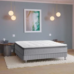 Ensemble matelas sommier pieds Simmons 651 ressorts ensachés + surmatelas intégré SW5