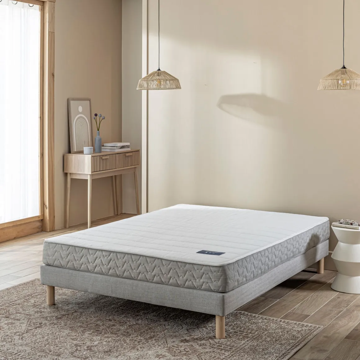 Ensemble sommier et matelas latex & mousse ferme Terre de Nuit Aisance 2.0
