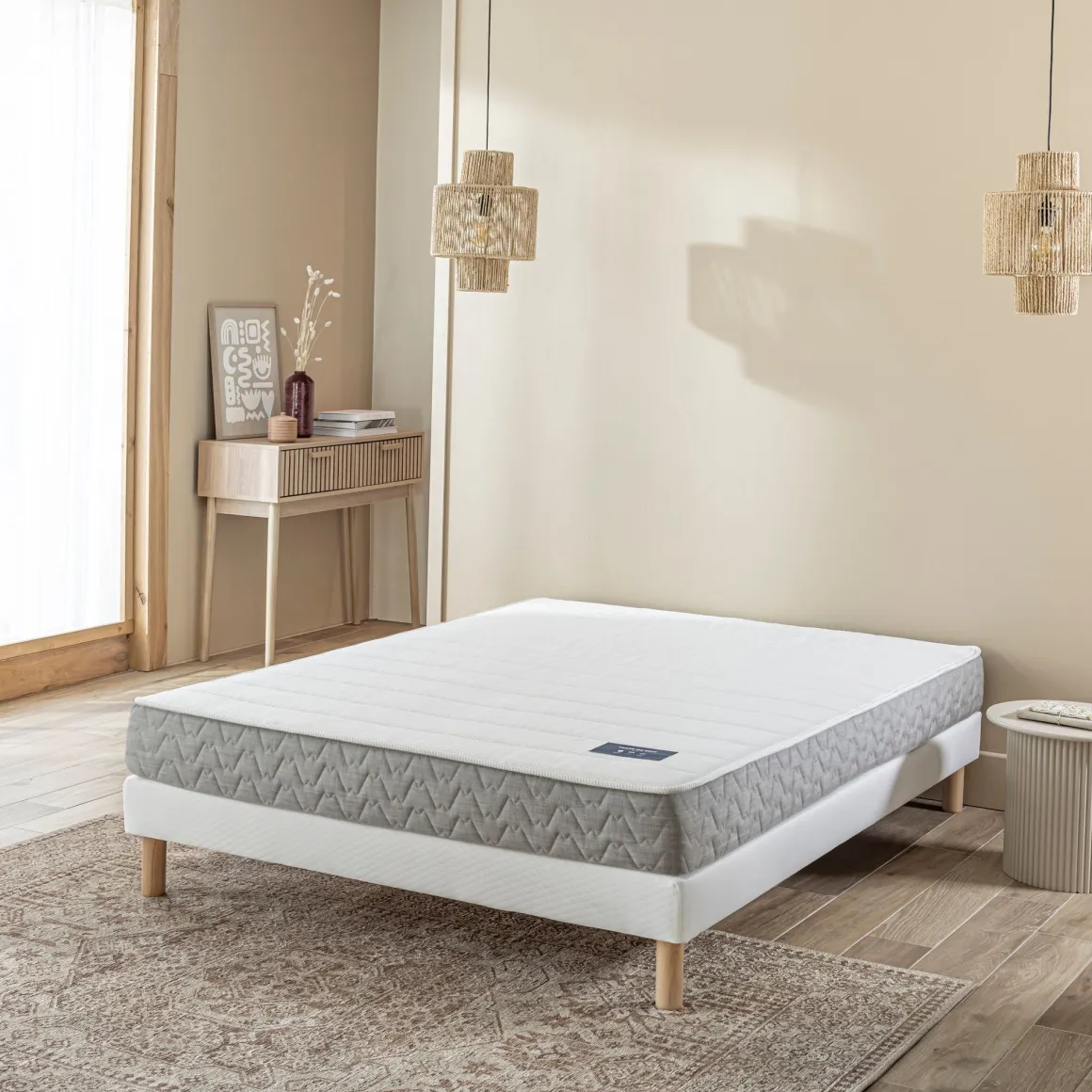 Ensemble sommier et matelas ressorts ensachés ferme Terre de Nuit Poésie