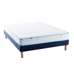 Ensemble sommier et matelas ressorts ensachés ferme Merinos Enjoy Bleu