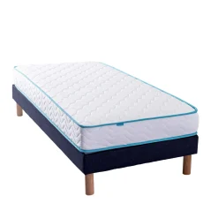 Ensemble sommier et matelas ressorts ensachés ferme Merinos Enjoy Bleu