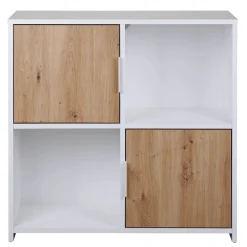 Etagère 4 cases en bois avec 2 portes battantes - ET12115
