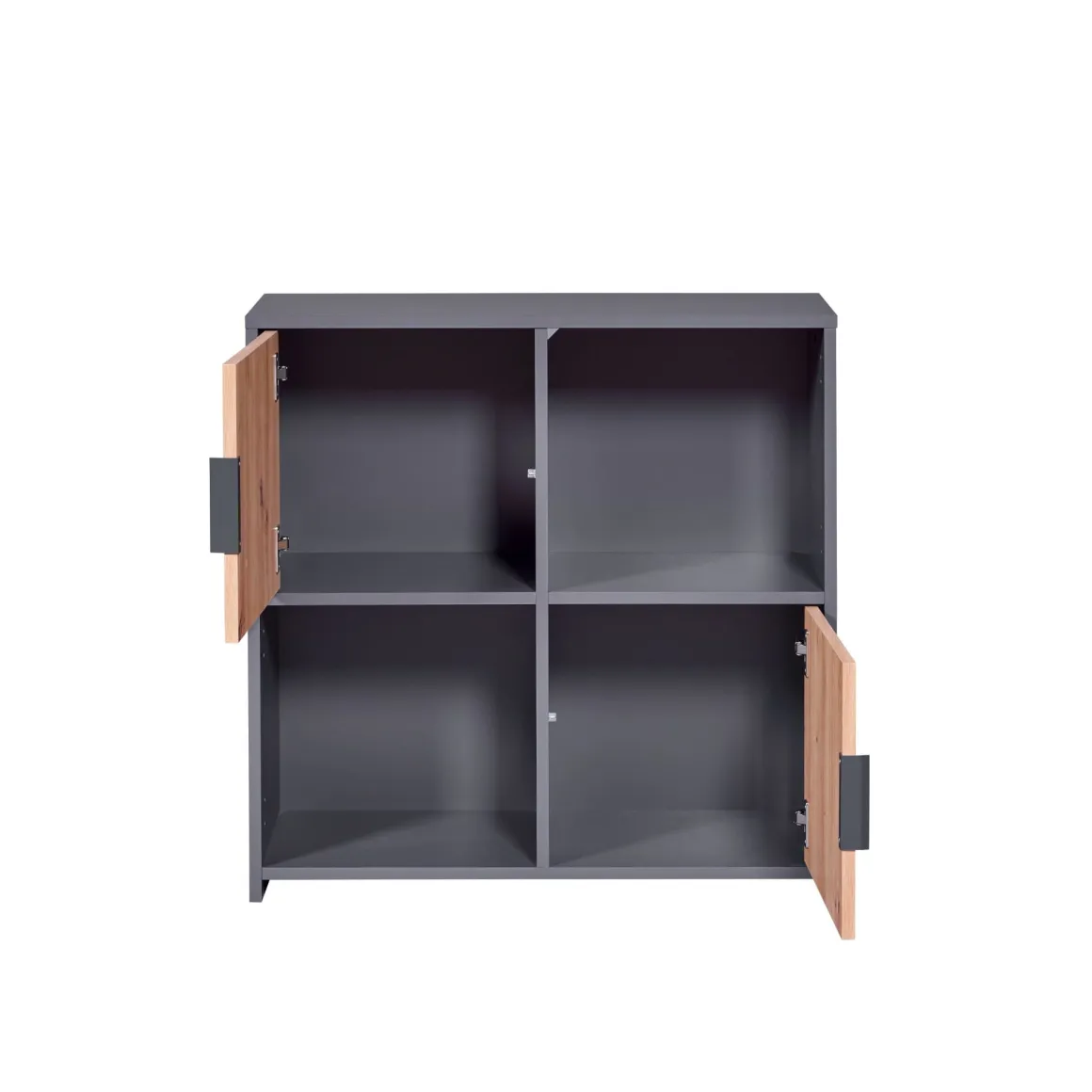 Etagère 4 cases en bois avec 2 portes battantes - ET12115