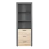 Etagère 3 niches en bois anthracite avec 3 tiroirs chêne artisan - ET12117