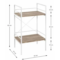 Etagère 2 plateaux en bois imitation chêne clair et blanc laqué - ET15006