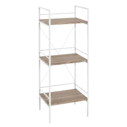 Etagère 3 plateaux en bois imitation chêne clair et blanc laqué - ET15007
