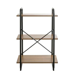 Etagère 3 plateaux en bois imitation chêne et noir laqué - ET15052