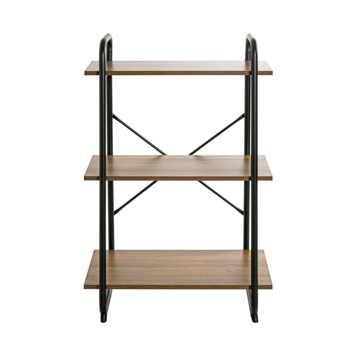 Etagère 3 plateaux en bois imitation chêne et noir laqué - ET15052