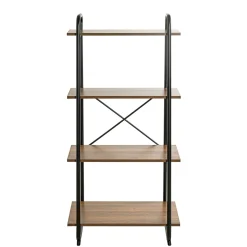 Etagère 4 plateaux en bois imitation chêne et noir laqué - ET15053