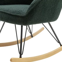 Fauteuil bouclette rocking chair avec pieds en hêtre - FA16024