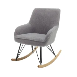 Fauteuil bouclette rocking chair avec pieds en hêtre - FA16024