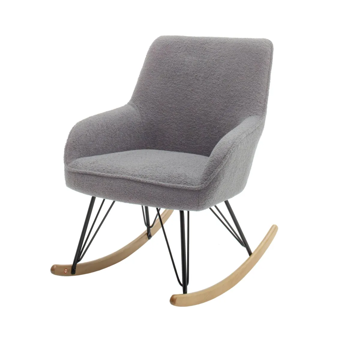 Fauteuil bouclette rocking chair avec pieds en hêtre - FA16024