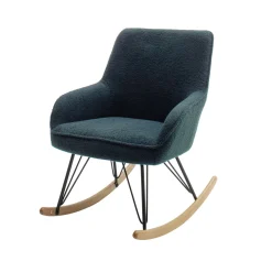 Fauteuil bouclette rocking chair avec pieds en hêtre - FA16024