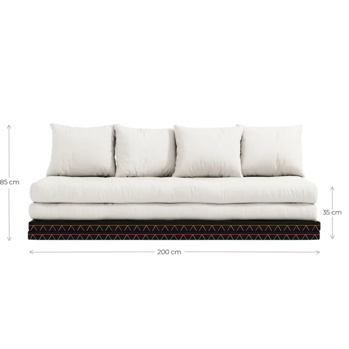 Futon canapé lit 3 places 2x70x200 CHICO