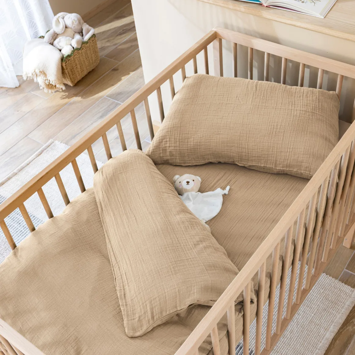 Housse de couette bébé 80x120 gaze de coton NOA