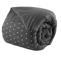 Housse de couette brodée plis religieuses anthracite