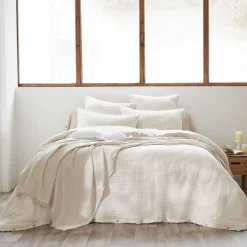 Housse de couette gaze de coton carreaux Terre de Nuit Vichy
