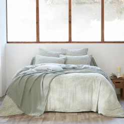 Housse de couette gaze de coton carreaux Terre de Nuit Vichy