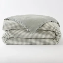 Housse de couette gaze de coton carreaux Terre de Nuit Vichy