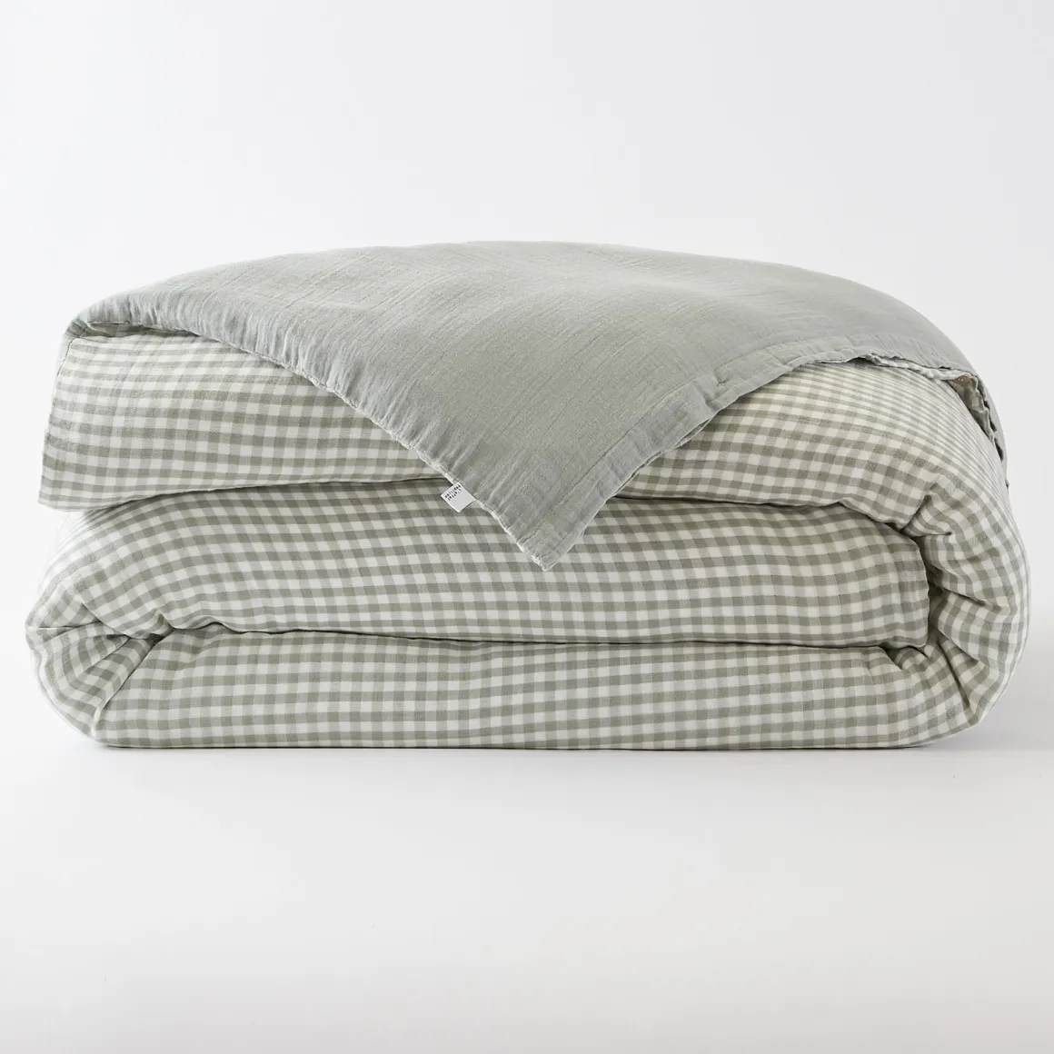 Housse de couette gaze de coton carreaux Terre de Nuit Vichy