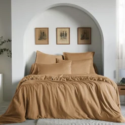 Housse de couette lyocell uni Terre de Nuit Lysandre