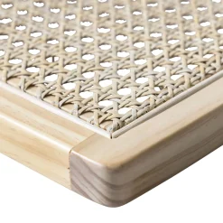 Lit adulte en pin massif tête de lit cannage + set de 2 chevets cannage ANNA
