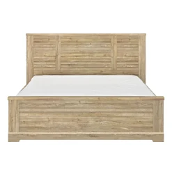 Lit avec 2 chevets en bois clair - LT5077