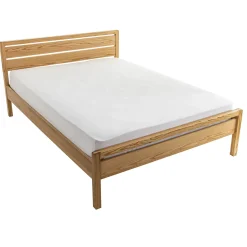Lit avec tête de lit intégrée en MDF plaquage chêne et pieds en chêne massif - LT17013