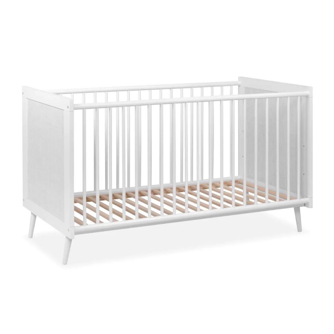 Lit bébé à barreaux en bois imprimé cannage - LT7085