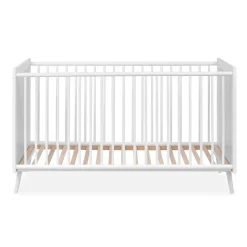Lit bébé à barreaux en bois imprimé cannage - LT7085
