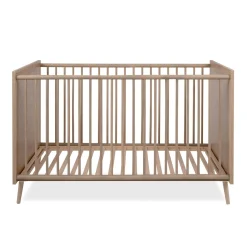 Lit bébé à barreaux en bois imprimé cannage - LT7085