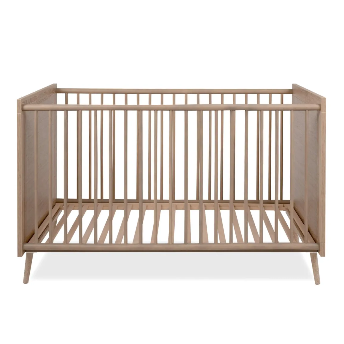 Lit bébé à barreaux en bois imprimé cannage - LT7085