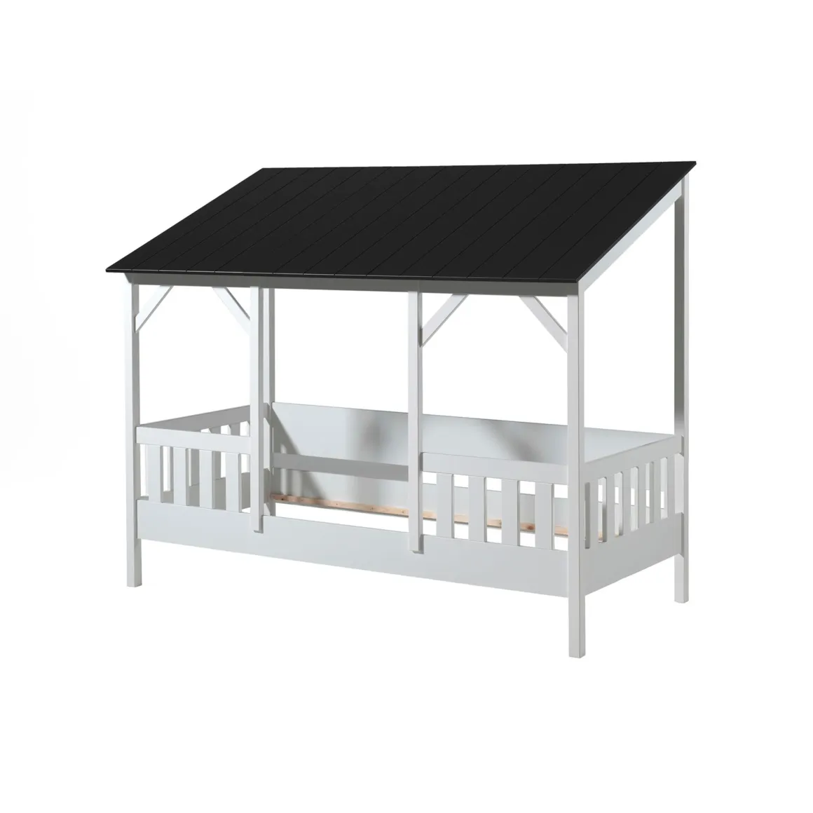 Lit cabane enfant avec toit en bois 90x200