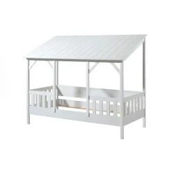 Lit cabane enfant avec toit en bois 90x200
