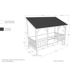 Lit cabane enfant avec toit en bois 90x200