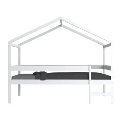 Lit cabane enfant bois blanc laqué 90x190 - LT14054