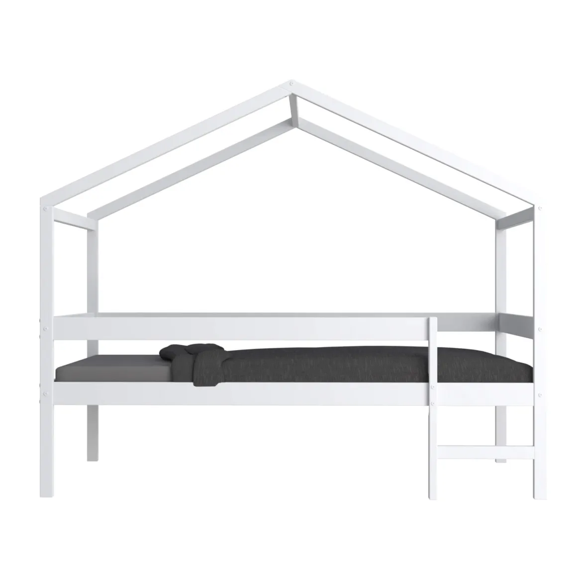 Lit cabane enfant bois blanc laqué 90x190 - LT14054