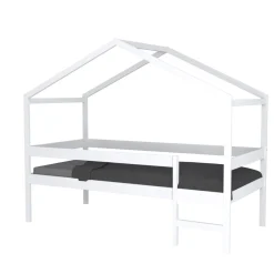 Lit cabane enfant bois blanc laqué 90x190 - LT14054