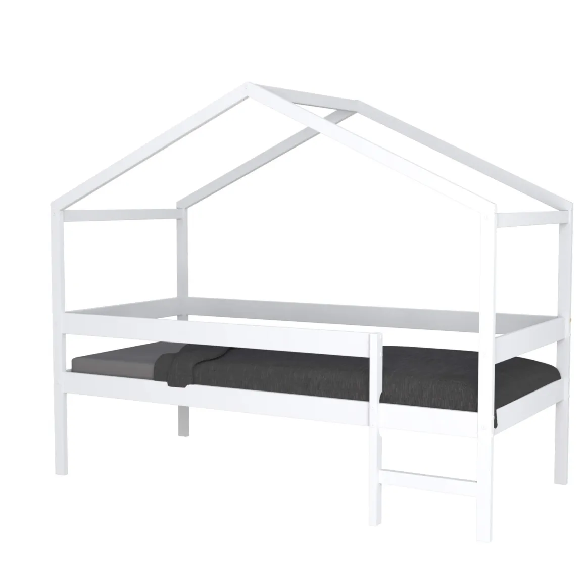 Lit cabane enfant bois blanc laqué 90x190 - LT14054