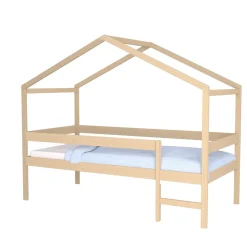 Lit cabane enfant bois naturel laqué 90x190 - LT14052