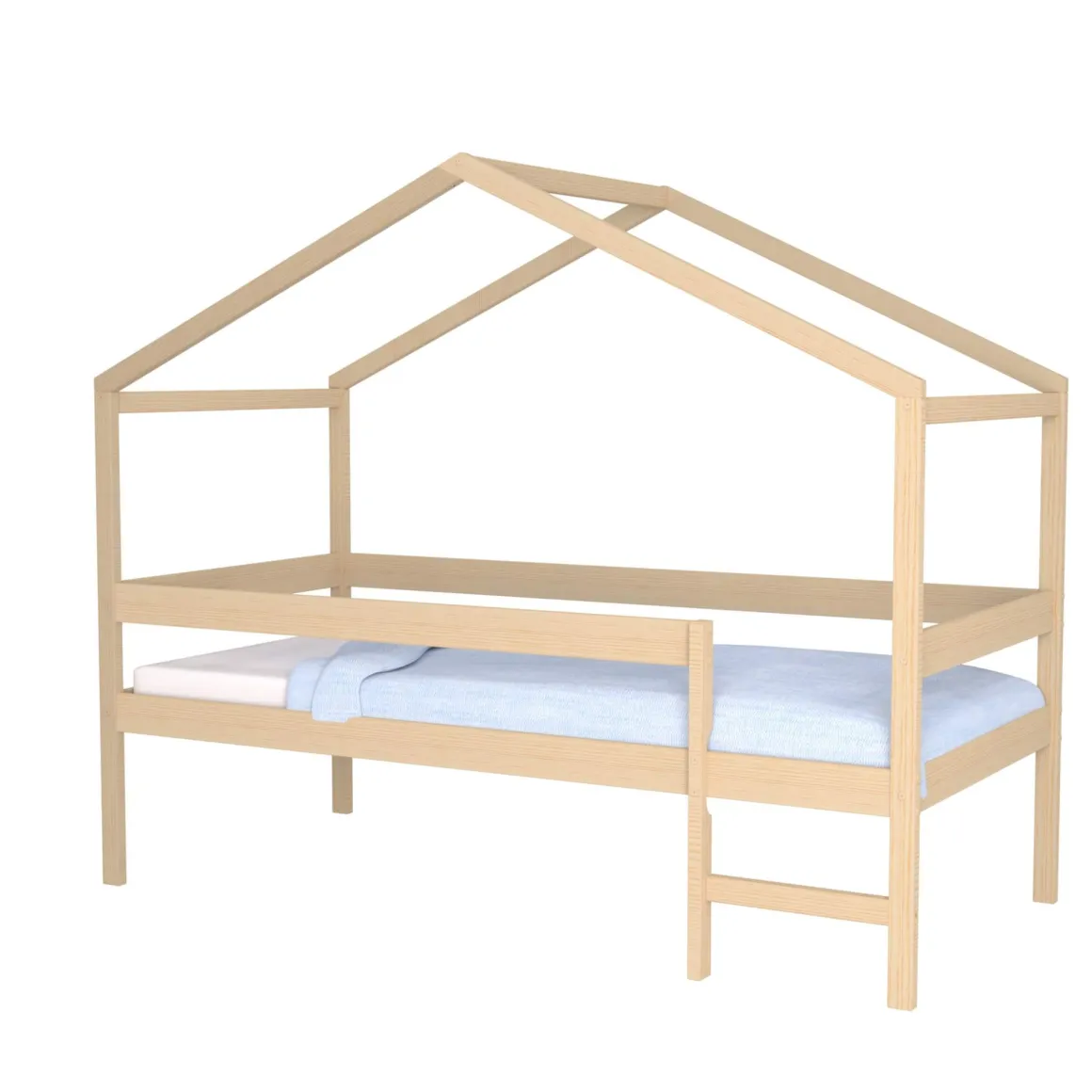 Lit cabane enfant bois naturel laqué 90x190 - LT14052
