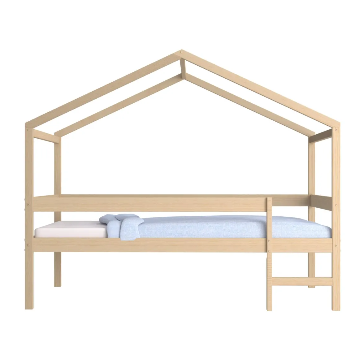Lit cabane enfant bois naturel laqué 90x190 - LT14052