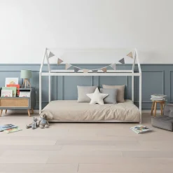 Lit cabane enfant inspiration Montessori en bois blanc - LT14004