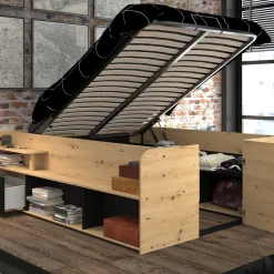 Lit coffre avec multiples rangements 140x190/200