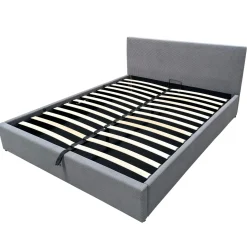 Lit coffre avec tête de lit rembourrée en velours côtelé - LT82002